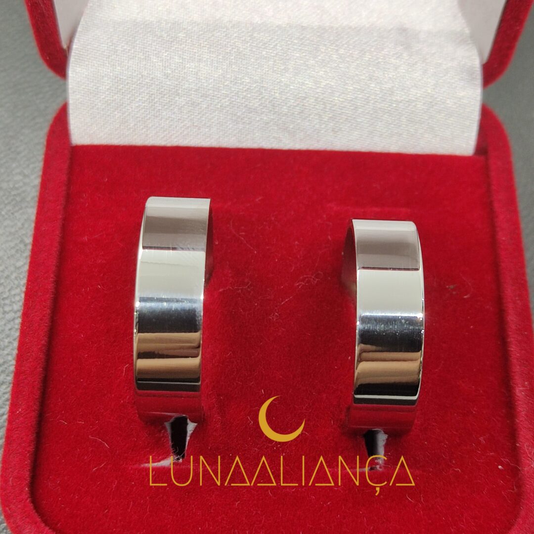 Aliança lisa reta aço inox 6.0mm