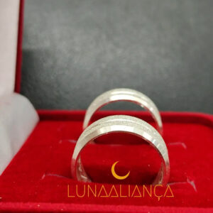 Aliança chanfrada italiana, prata 950, fosca, 6.0mm