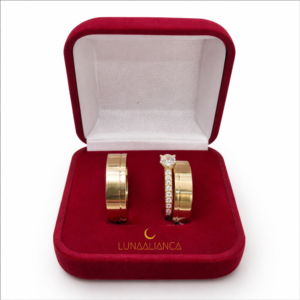 Aliança de moeda com prata + solitário cravejado